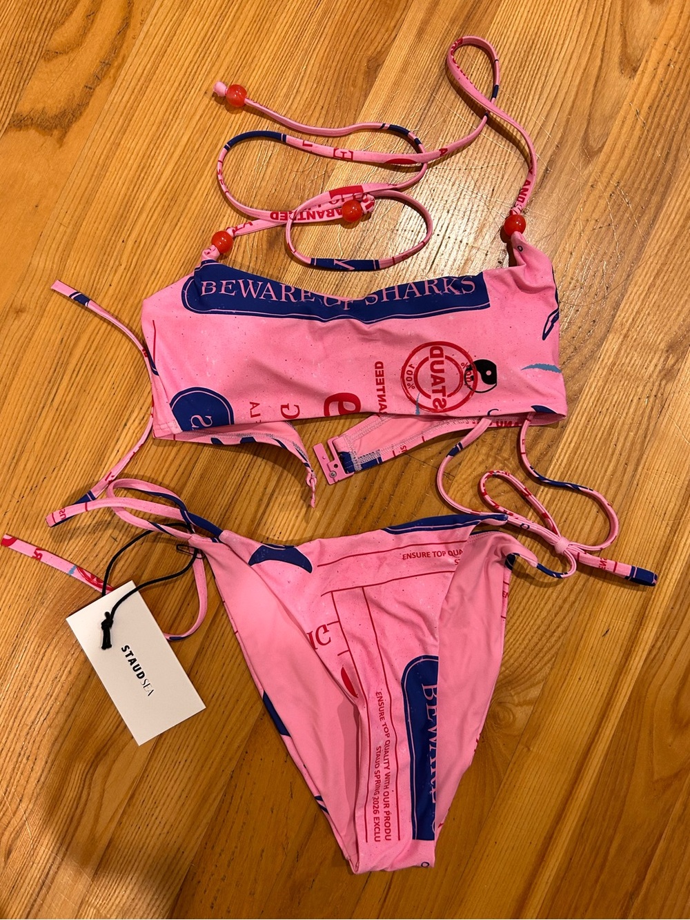 STAUD Pink & Blue Graphic String Bikini Set